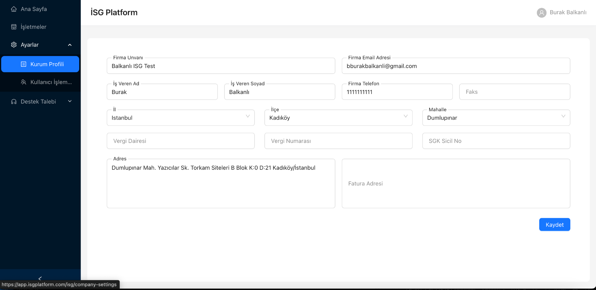Ekipman periyodik bakım ekranı